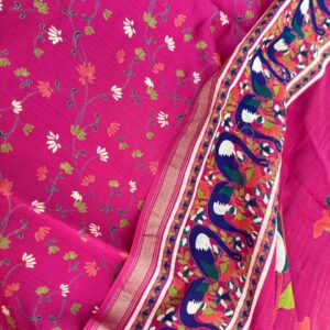 Pink Maheshwari Silk Dress Material | Elegant Ethnic