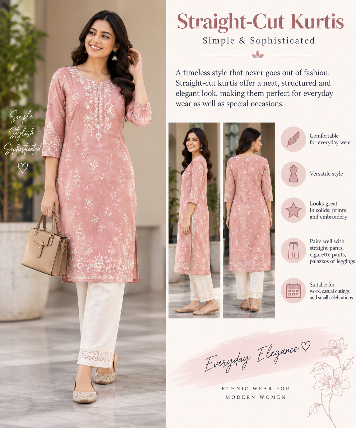 Straight-cut kurtis for women in 2026